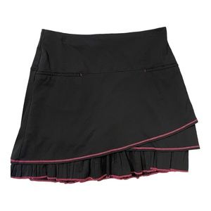 Lucky in Love Pleated Tennis Skirt - Black and Hot Pink Trim